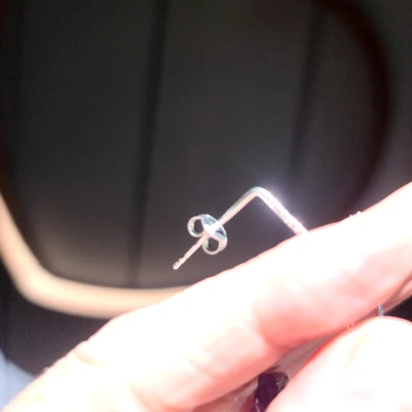 Amethyst gemstone &Sterling curve earrings - Picture 5 of 6